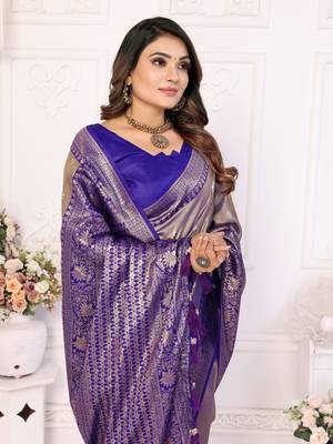 Blue tissue silk art kanjeevaram silk saree 4