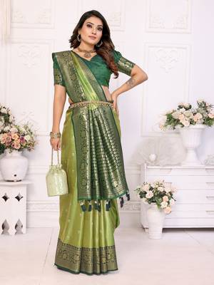 Mahendi tissue silk art kanjeevaram silk saree 2