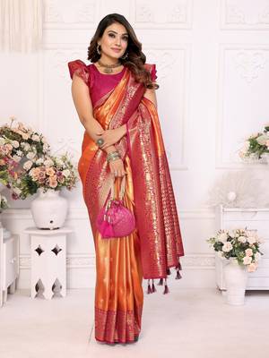 Mustard tissue silk art kanjeevaram silk saree 2