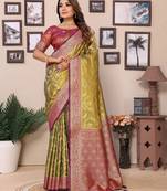 Dark olive tissue silk art kanjeevaram silk saree