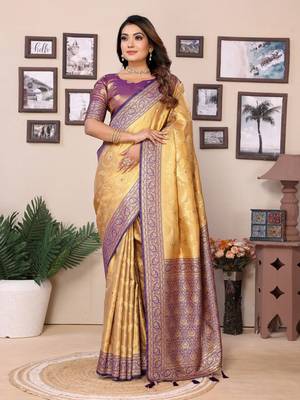 Gold tissue silk art kanjeevaram silk saree 1