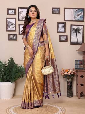 Gold tissue silk art kanjeevaram silk saree 2