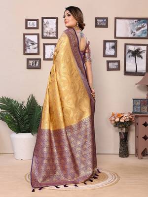 Gold tissue silk art kanjeevaram silk saree 3