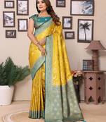 Yellow tissue silk art kanjeevaram silk saree
