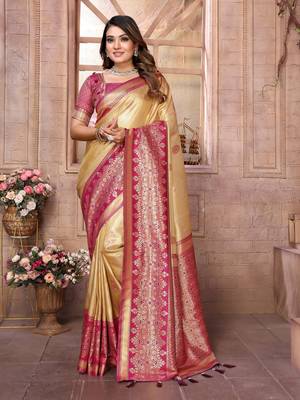 Beige tissue silk art kanjeevaram silk saree 1