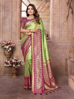 Parrot tissue silk art kanjeevaram silk saree 1