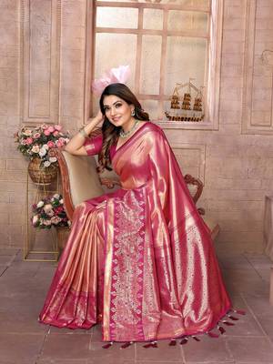 Pink tissue silk art kanjeevaram silk saree 2