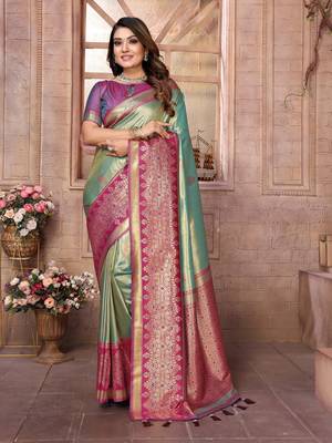 Pista tissue silk art kanjeevaram silk saree 1