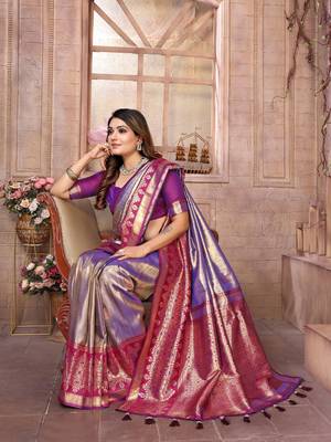 Sky blue tissue silk art kanjeevaram silk saree 2