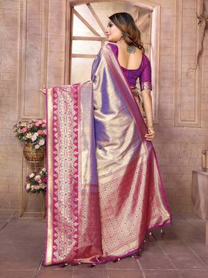 Sky blue tissue silk art kanjeevaram silk saree 3