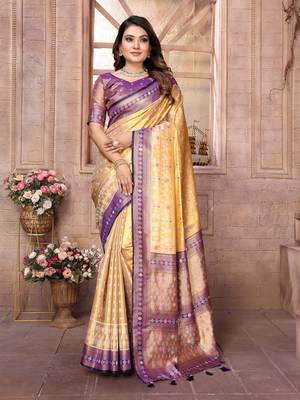 Lavender tissue silk patola design art kanjeevaram silk saree 1