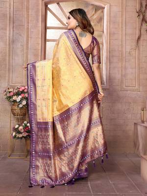Lavender tissue silk patola design art kanjeevaram silk saree 3