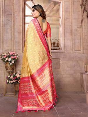 Pink tissue silk patola design art kanjeevaram silk saree 3