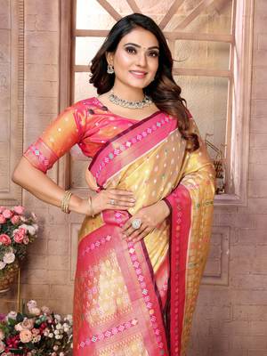 Pink tissue silk patola design art kanjeevaram silk saree 4