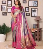 Blue tissue silk art paithani silk saree