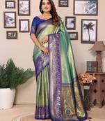 Pista tissue silk art paithani silk saree