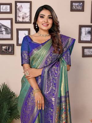 Pista tissue silk art paithani silk saree 4