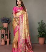 Gold tissue silk leriya design art kanjeevaram silk saree