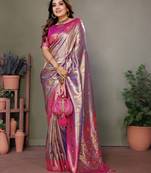 Sky blue tissue silk leriya design art kanjeevaram silk saree
