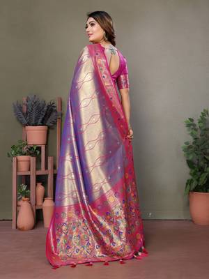 Sky blue tissue silk leriya design art kanjeevaram silk saree 3