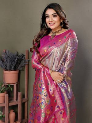 Sky blue tissue silk leriya design art kanjeevaram silk saree 4