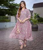 Pink sophisticated viscosee fabric printed girlie suits