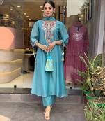 Rama chanderi silk festive wear readymade suit for girlie looks