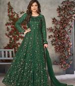 Green embroidery net anarkali suit