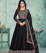 Black embroidery art silk anarkali suit