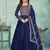 Blue embroidery art silk anarkali suit