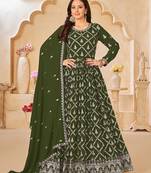 Mehendi embroidery faux georgette anarkali suit