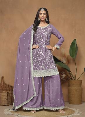 Light purple embroidery chinon palazzo 1