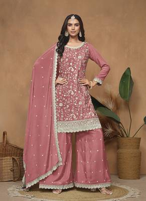 Peach embroidery chinon palazzo 1