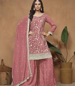 Peach embroidery chinon palazzo