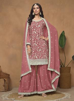 Peach embroidery chinon palazzo 2