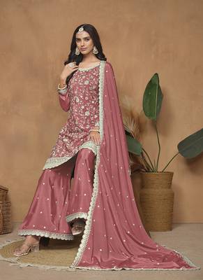 Peach embroidery chinon palazzo 3