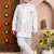 White cotton blend geometric sequined shrug with kurta pajama set