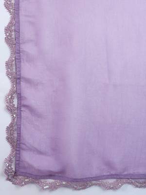 Trendmalls Lavender Tussar Silk Sequin Work Saree with Unstitch Blouse Piece 7