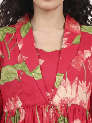Divena green floral printed cotton lepal neck peplum top 5