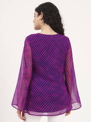 Divena purple leheriya gotta patti work geogratte v neck top 2