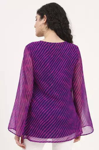 Divena purple leheriya gotta patti work geogratte v neck top