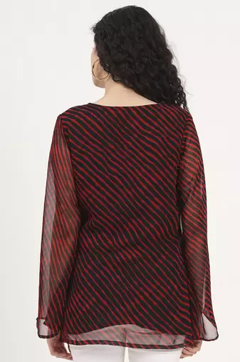 Divena black leheriya gotta patti work geogratte v neck top