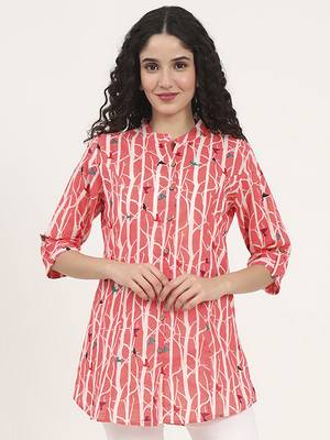Divena pink floral printed cotton top 1