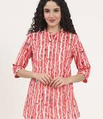 Divena pink floral printed cotton top