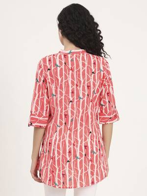 Divena pink floral printed cotton top 2