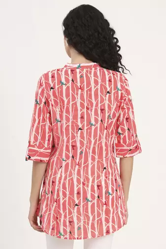 Divena pink floral printed cotton top