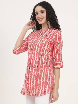 Divena pink floral printed cotton top 4