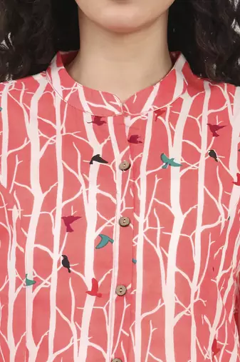 Divena pink floral printed cotton top
