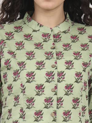 Divena green floral printed cotton top 5