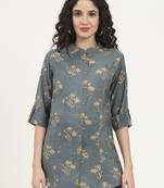Divena grey floral printed rayon top